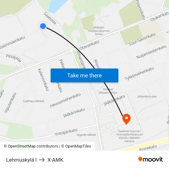 Lehmuskylä  I to X-AMK map
