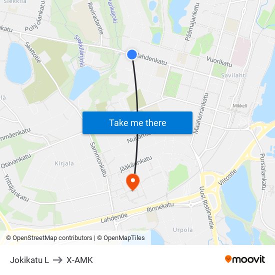 Jokikatu  L to X-AMK map