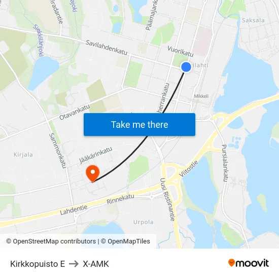 Kirkkopuisto  E to X-AMK map