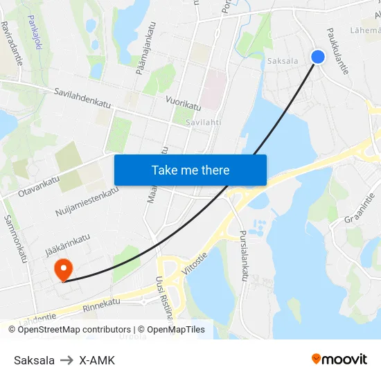 Saksala to X-AMK map