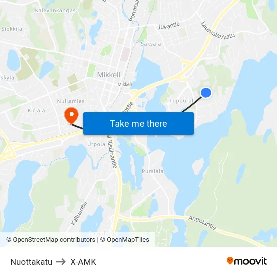 Nuottakatu to X-AMK map