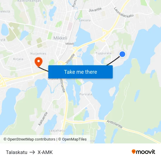 Talaskatu to X-AMK map