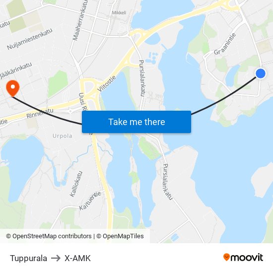 Tuppurala to X-AMK map