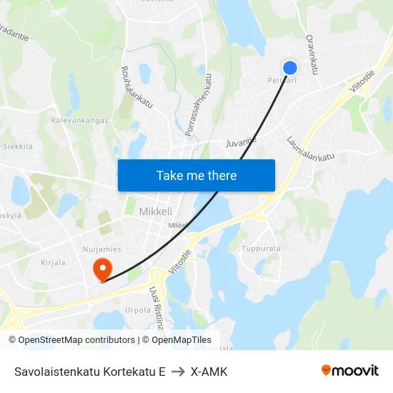Savolaistenkatu Kortekatu  E to X-AMK map