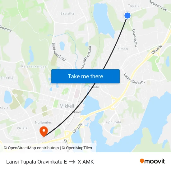 Länsi-Tupala Oravinkatu  E to X-AMK map