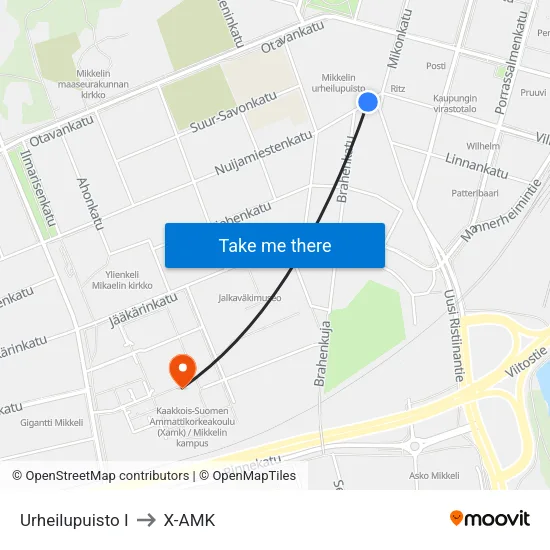 Urheilupuisto I to X-AMK map