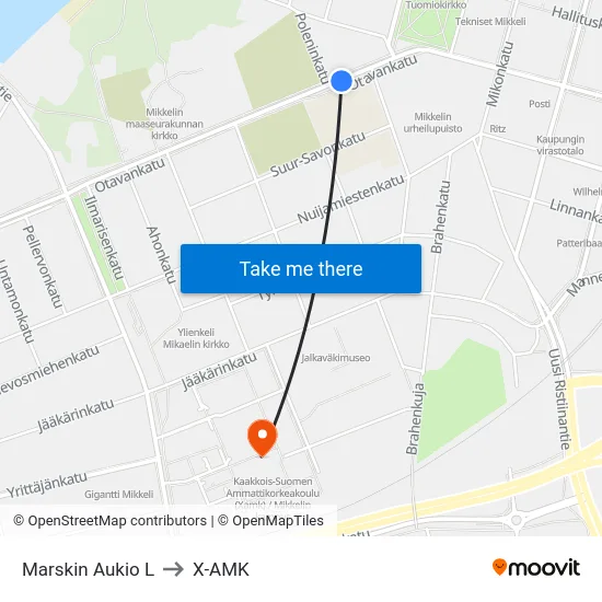 Marskin Aukio L to X-AMK map