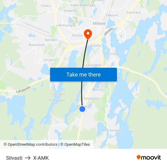 Silvasti to X-AMK map
