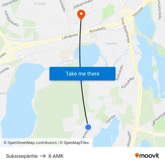 Suksisepäntie to X-AMK map