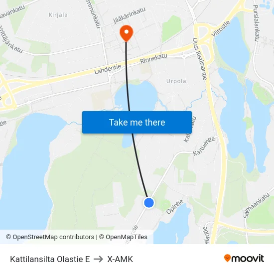 Kattilansilta Olastie E to X-AMK map