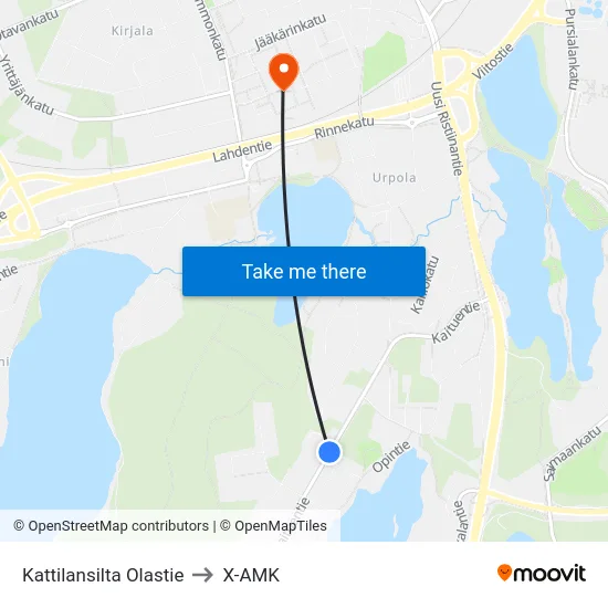Kattilansilta Olastie to X-AMK map