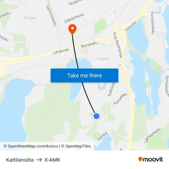 Kattilansilta to X-AMK map