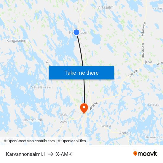 Karvannonsalmi. I to X-AMK map