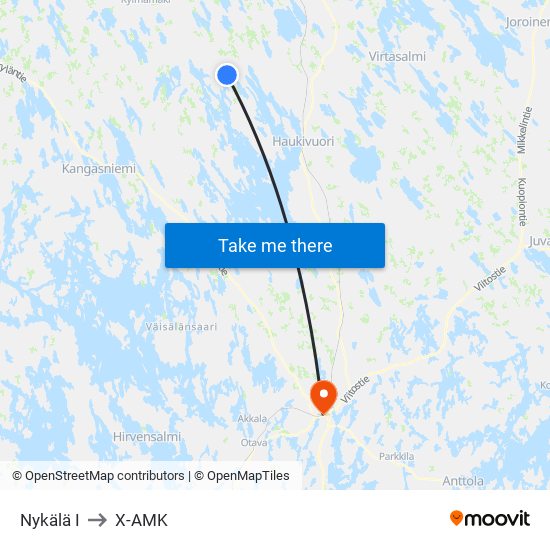 Nykälä  I to X-AMK map