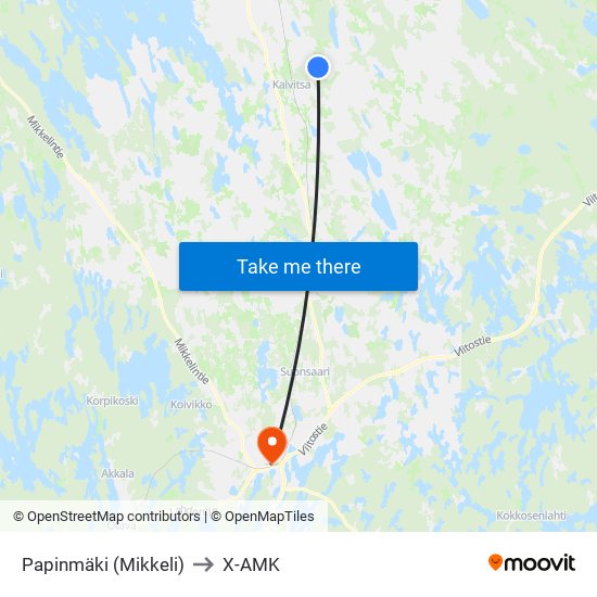 Papinmäki (Mikkeli) to X-AMK map