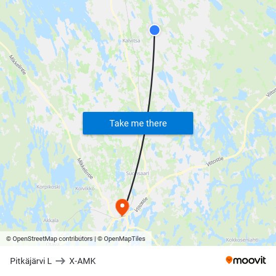 Pitkäjärvi  L to X-AMK map