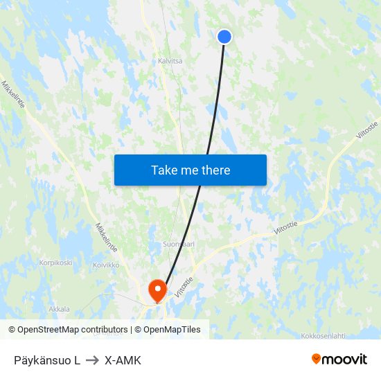 Päykänsuo  L to X-AMK map