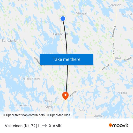 Valkeinen (Kt. 72)  L to X-AMK map