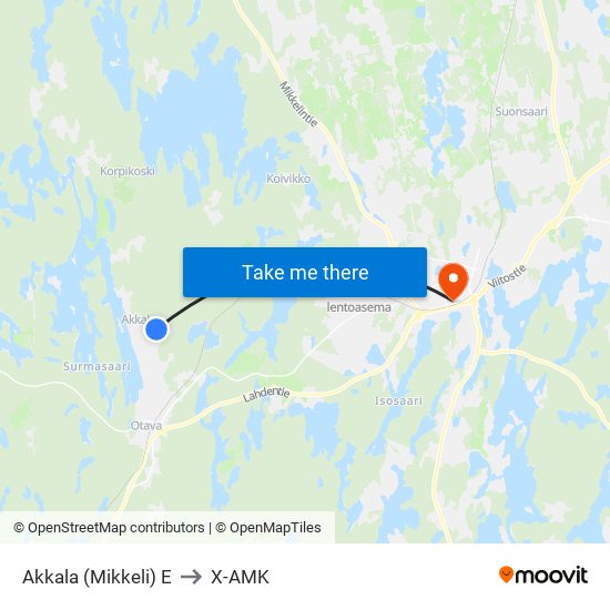 Akkala (Mikkeli)  E to X-AMK map