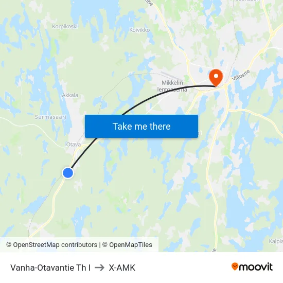 Vanha-Otavantie Th  I to X-AMK map