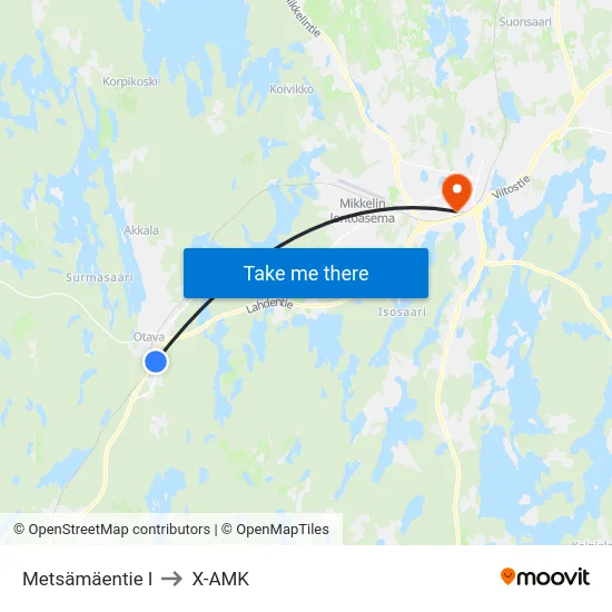 Metsämäentie  I to X-AMK map