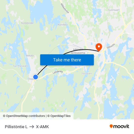 Pillistöntie  L to X-AMK map