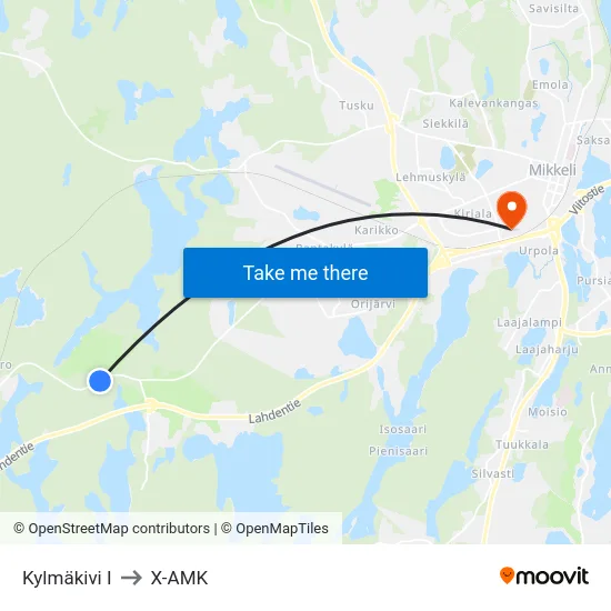Kylmäkivi  I to X-AMK map