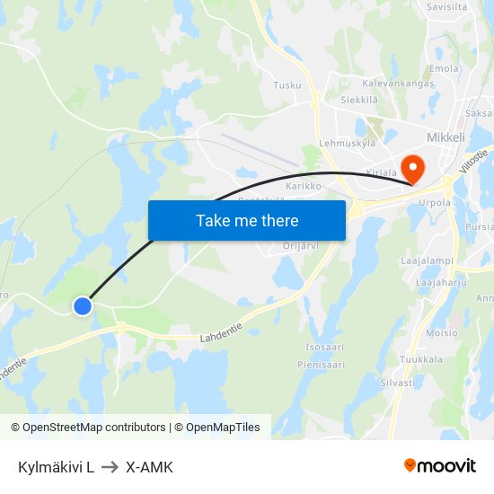 Kylmäkivi  L to X-AMK map