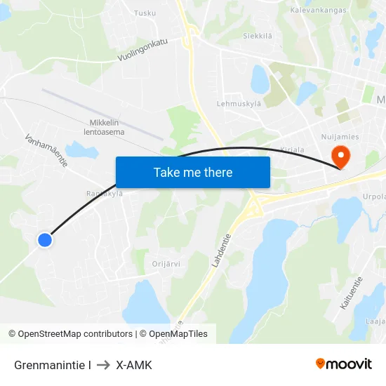 Grenmanintie  I to X-AMK map