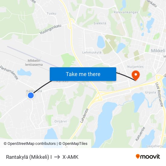 Rantakylä (Mikkeli)  I to X-AMK map