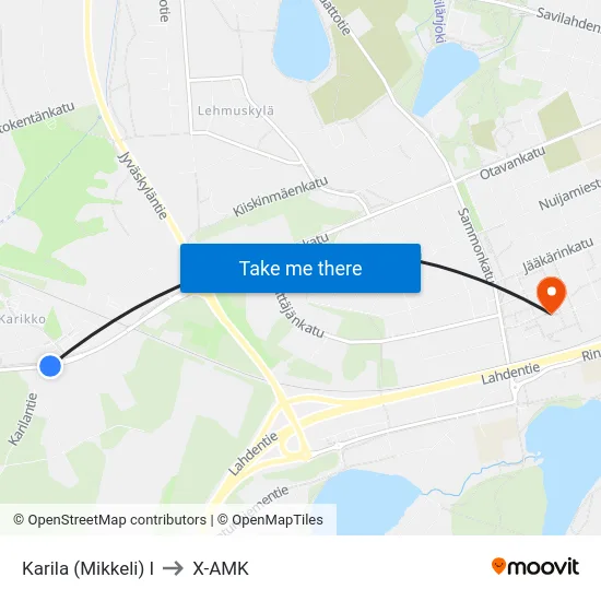 Karila (Mikkeli)  I to X-AMK map