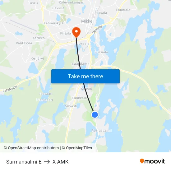 Surmansalmi  E to X-AMK map