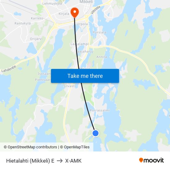 Hietalahti (Mikkeli)  E to X-AMK map