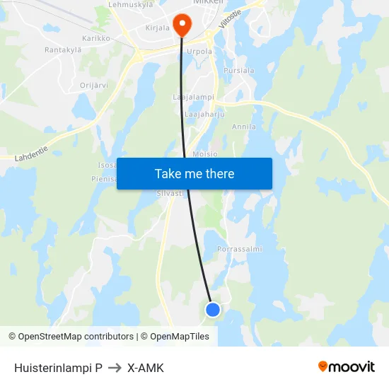 Huisterinlampi  P to X-AMK map