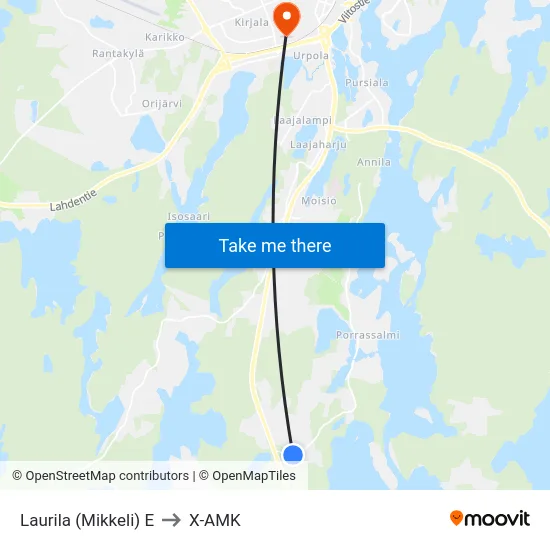 Laurila (Mikkeli)  E to X-AMK map