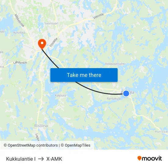 Kukkulantie  I to X-AMK map
