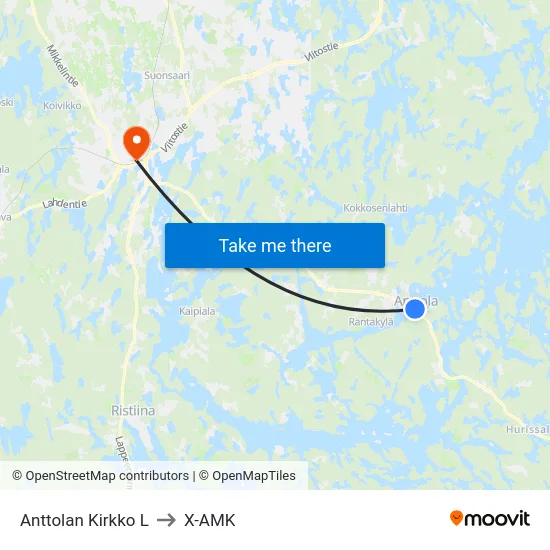 Anttolan Kirkko  L to X-AMK map