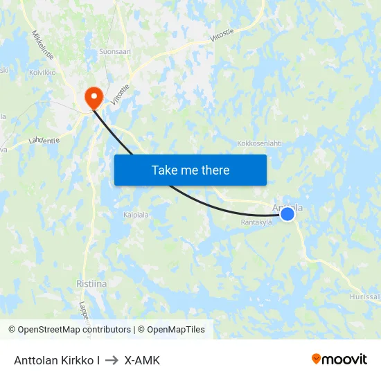 Anttolan Kirkko  I to X-AMK map