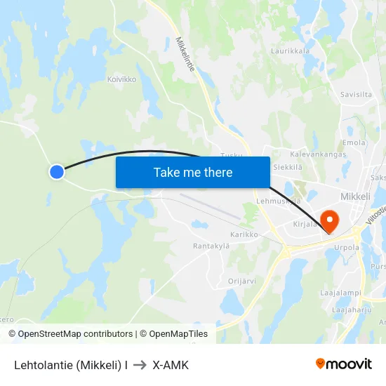 Lehtolantie (Mikkeli)  I to X-AMK map