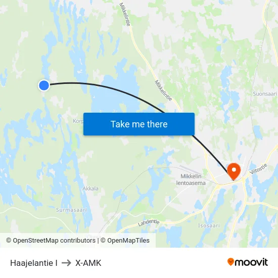 Haajelantie  I to X-AMK map