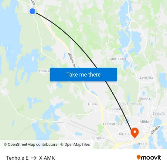 Tenhola  E to X-AMK map