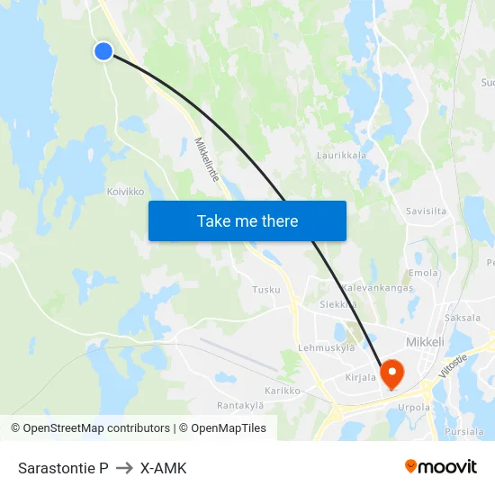 Sarastontie  P to X-AMK map