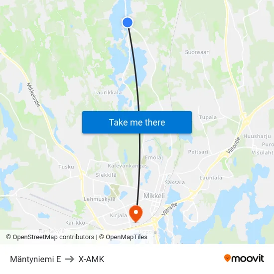 Mäntyniemi  E to X-AMK map