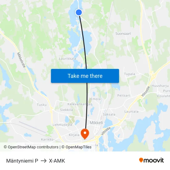 Mäntyniemi  P to X-AMK map