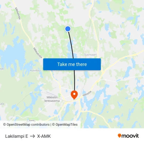 Lakilampi  E to X-AMK map