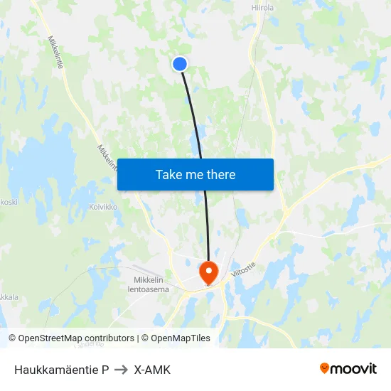 Haukkamäentie  P to X-AMK map