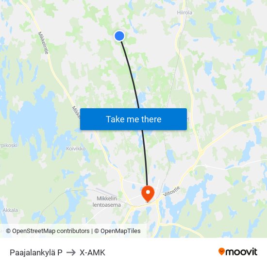 Paajalankylä  P to X-AMK map