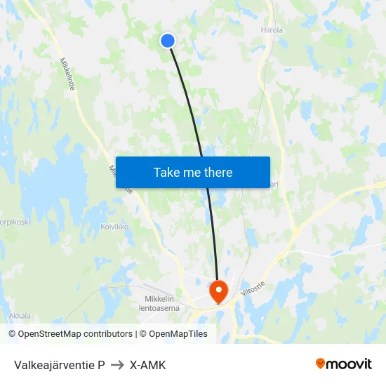 Valkeajärventie  P to X-AMK map