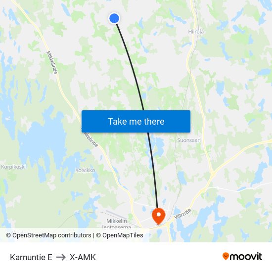 Karnuntie  E to X-AMK map