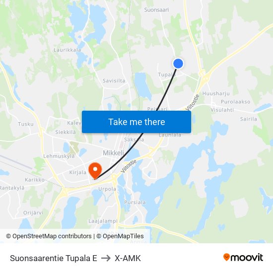 Suonsaarentie Tupala  E to X-AMK map